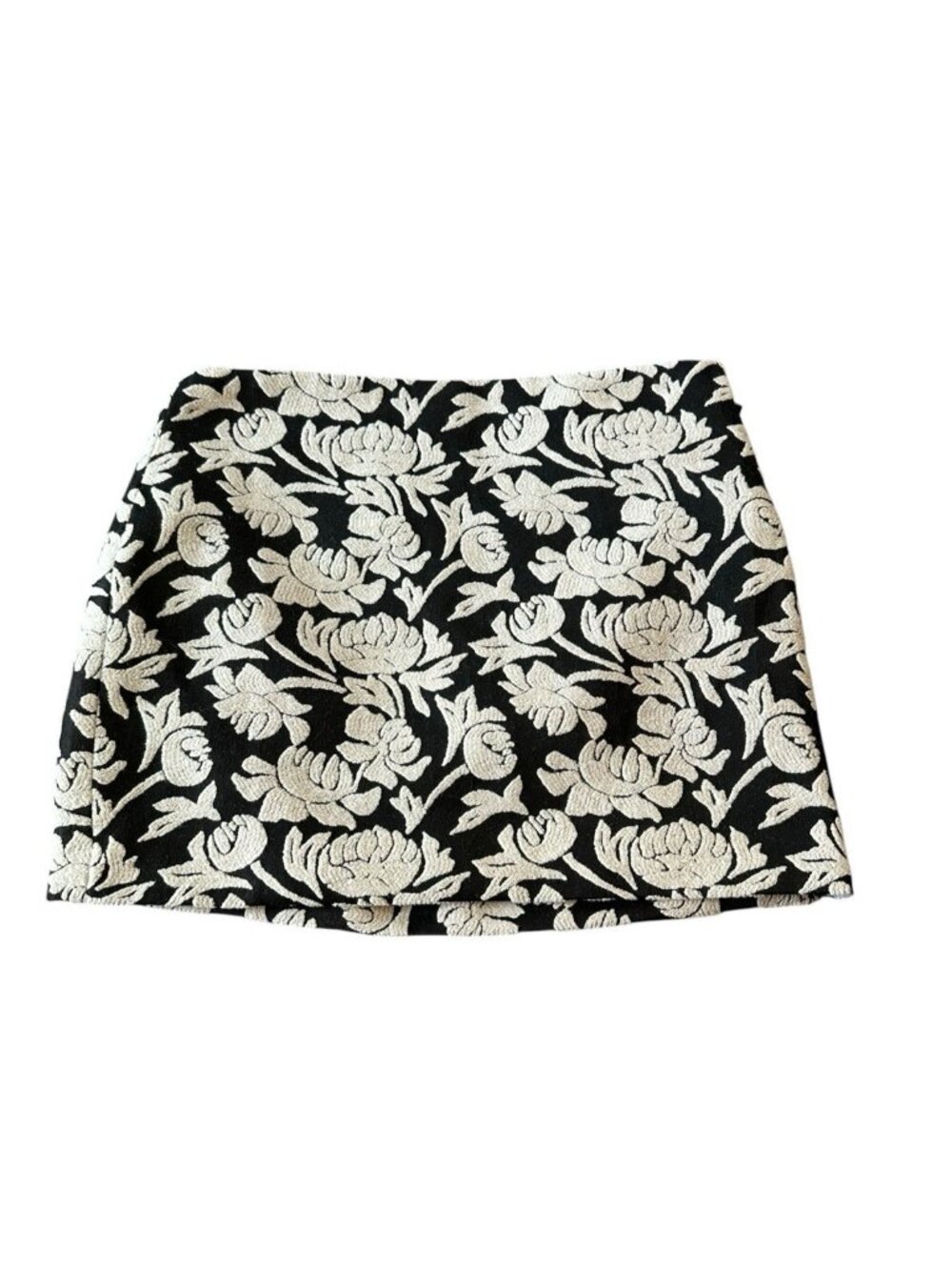 Rachel Roy 6 Jacquard Floral Mini Skirt Black Cream Y2K Streetwear Indie Office